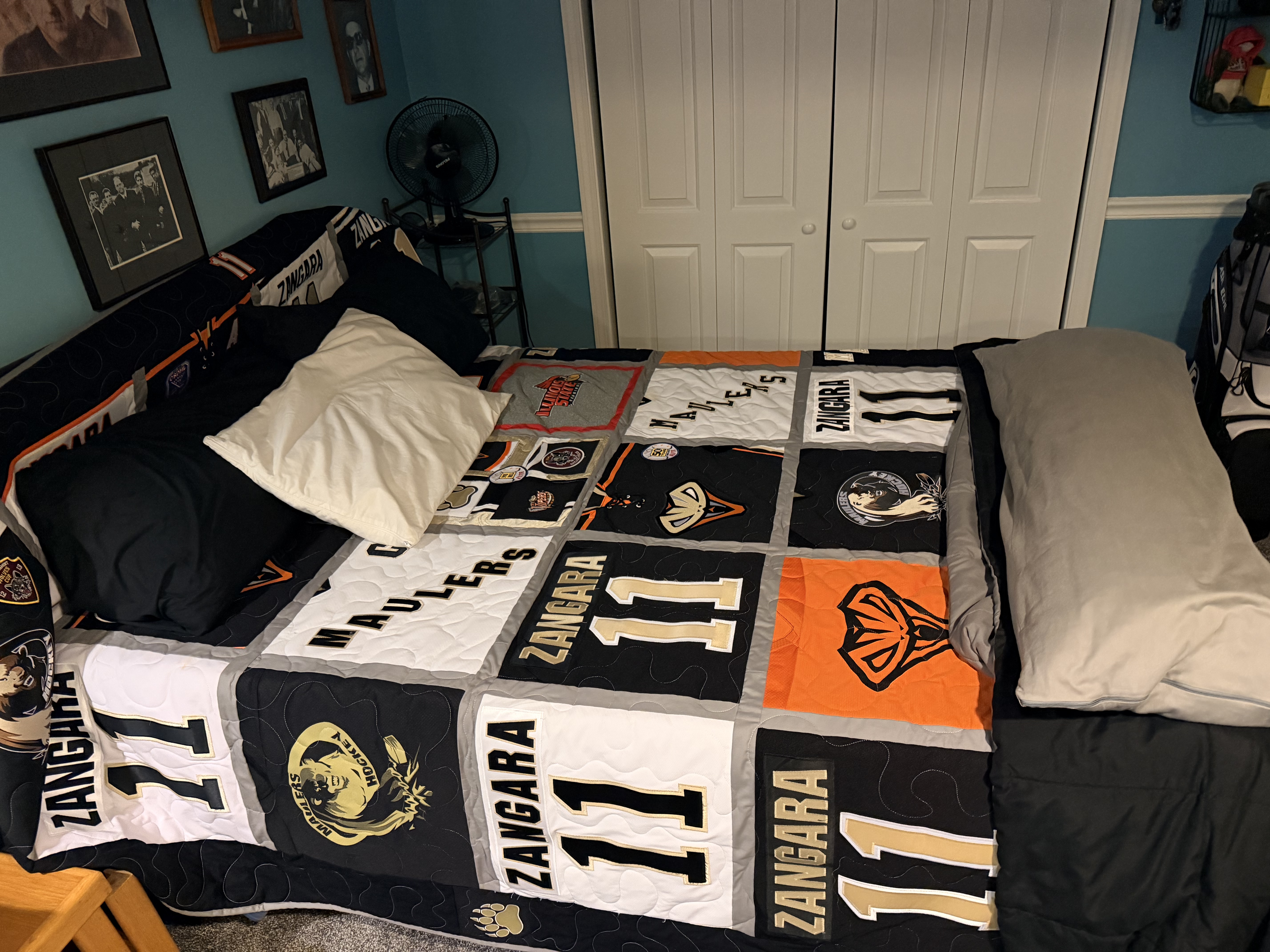 Hockey Jersey Blanket on bed